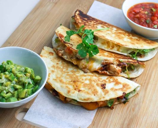 Chicken Quesadilla with Salsa and Guacamole