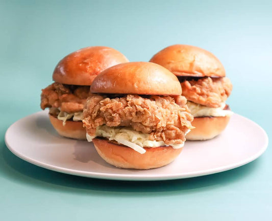 Country-Style Fried Chicken Burger with Cabbage Slaw