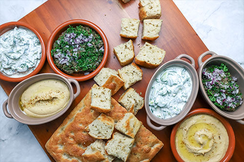 Mezze Platter with Bazlama Turkish bread (Video Access Only)